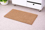 Beige camel ultra-plush loft micro polyester bathmat, soft high-density pile toilet rug.