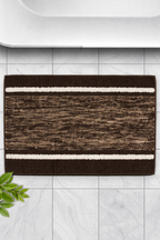 Chocolate brown ridge pattern micro polyester bathmat, 40x60 cm textured hotel style rug.