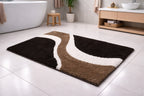 Brown Skylark wavy pattern micro polyester bathmat, ultra-dense 2400 GSM luxury bathroom rug.