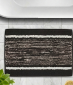 Charcoal grey ridge pattern micro polyester bathmat, plush 1000 GSM structured toilet mat.