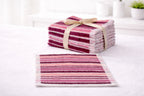 Coral pink striped premium cotton washcloths 12 pack, soft skin-friendly face towels.