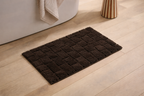 Dark brown Vorre grid texture micro polyester bathmat, extra-thick 2000 GSM bathroom rug.