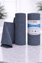 Grey tear-away microfiber towel roll by Vorre, 20 piece lint-free reusable cleaning sheets.