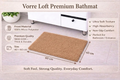 Specifications infographic for Vorre Loft premium micro polyester bathmat, detailing 40x60 cm size.
