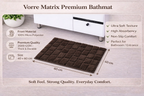 Specifications infographic for Vorre Matrix premium micro polyester bathmat, 40x60 cm size.