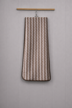 Brown and tan zig-zag chevron wave Vorre microfiber bath towel, plush lint-free personal care body sheet.
