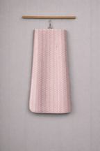 Soft pink and white chevron wave pattern Vorre microfiber bath towel, durable machine washable clean edge finish towel.