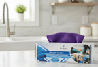 Purple Vorre reuse microfiber cleaning wipes in a convenient pull-out dispenser box.