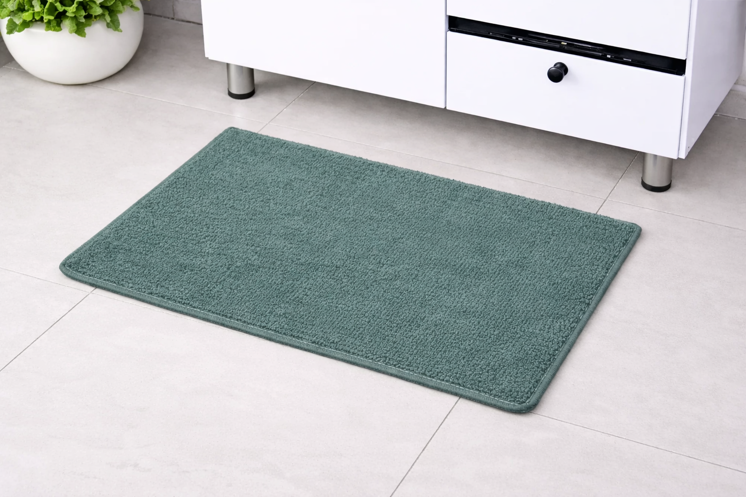 Sage green Vorre classic micro polyester bath mat, absorbent 1000 GSM bathroom floor mat.