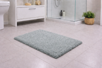 Sage green rabbit plush texture micro polyester bathmat, fluffy 1800 GSM bathroom rug.