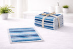 Sky blue striped Vorre premium cotton hand towels, durable 30x30 cm square towels for home.