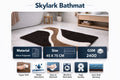 Vorre Skylark bathmat infographic detailing 45x75 cm size, 2400 GSM quality, and safety features.